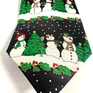 Silk Snowman and Tree Tie